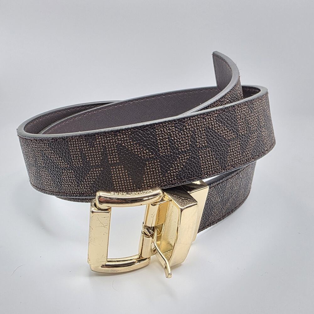 MICHAEL KORS Twist Reversible Logo Belt Brown M Waist 33-37" 553756C